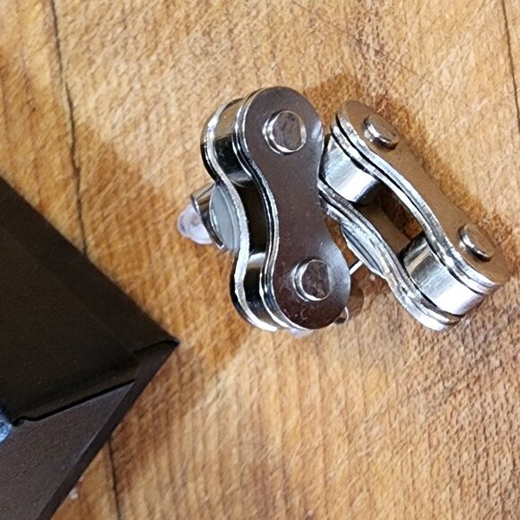 Biker Chain Stud Earrings for Cyclists / Bikers Silver Handmade Craft Jewelry - Picture 4 of 4